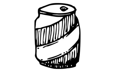 Hand Drawn Tin Can Container Doodle OR Canned Food Sketch Icon