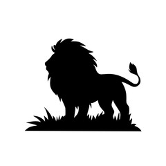 Lion Silhouette Vector Illustration Majestic Feline in Black and White