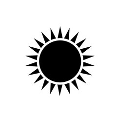 Black Sun Icon Vector Illustration: Symbol of Summer and Energy