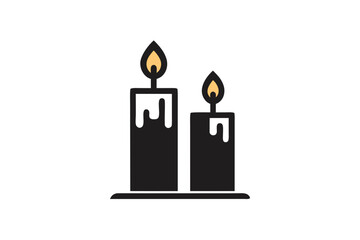 Pair of candles icon one tall one short for harmony theme  
