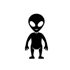 Cartoon Alien Silhouette Illustration for Science Fiction Projects