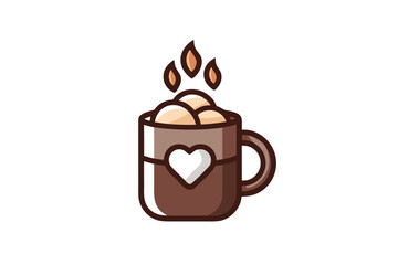 hot cocoa mug cup with marshmallows winter drink icon
