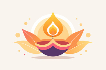 modern abstract diya poster minimalistic lamp festival icon