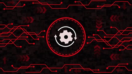 setting icon futuristic electronic circuit board animated flat style Processor. settings animated icon on clips background. - Powered by Adobe