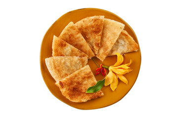 Fried Roti – Thai Crispy Flatbread Isolated on White with Clipping Path