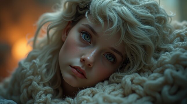 A white-haired beauty lying on her side