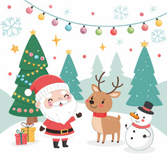 christmas card with santa claus