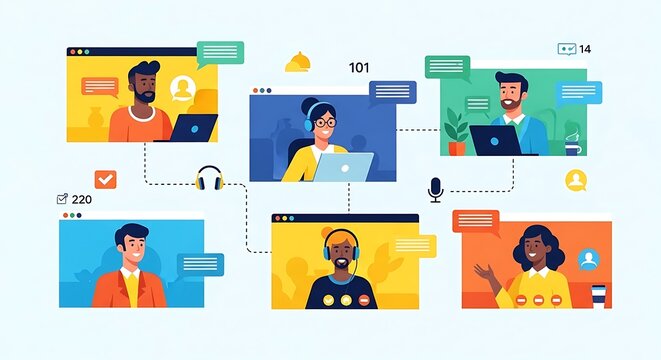 Virtual Meeting - Connecting Teams Through Online Video Conferencing.