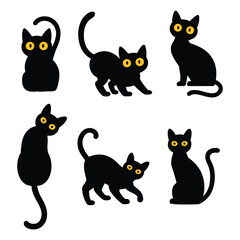 spooky cat silhouette vector illustration. Animal silhouette vector illustration.