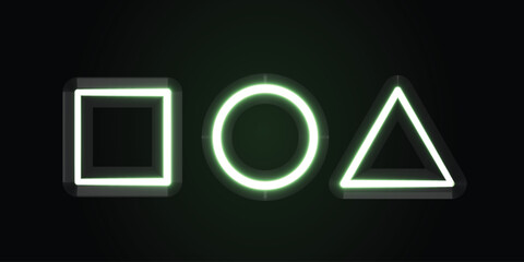 glowing neon shape vector. Squar, circle, triangle vector shape neon effect