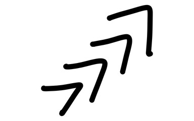 Hand Drawn Stacked Multiple Upward Chevron Arrows Doodle Vector Icon