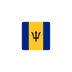 Square flag of Barbados with rounded corners vector illustration. Perfect for educational materials, travel content, and national representation design projects