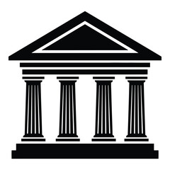 Obraz premium Majestic Black and White Temple Facade with Doric Columns Symbolizing Justice and History
