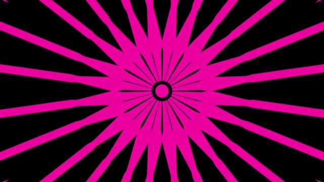 kaleidoscope background animation of abstract pink patterns on a horizontal black screen
