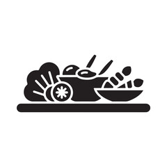 Healthy salad ingredients silhouette with broccoli and sliced cucumber