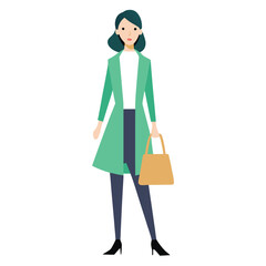Young Fashionable Woman Vector Illustration ? Stylish Outfit and Bag Printable Design.eps
