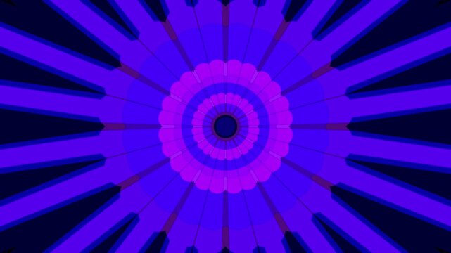 kaleidoscope background animation of abstract purple patterns on a horizontal black screen