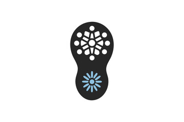 snowy footprint icon boot print in snow minimal winter