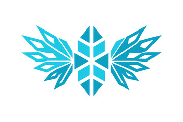 snowflake wings icon opposing wings with winter snowflake style