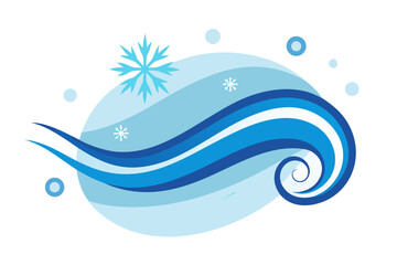 winter wind wave icon smooth curving lines cold seasonal illustration