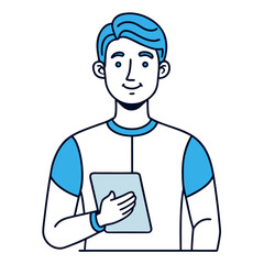 vector illustration of a worker with clipboard