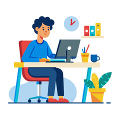 business man working on computer