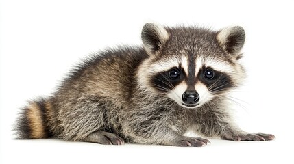 Fototapeta premium cute funny raccoon, close-up, isolated on white background
