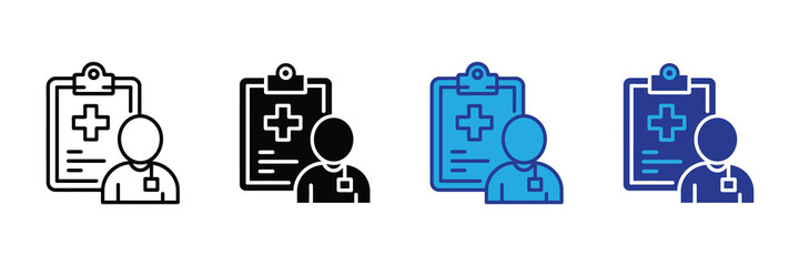 Medical record icon with doctor symbol, isolated on white background