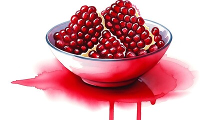 Vibrant Pomegranate Seeds in a Bowl with Red Juice.