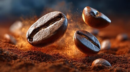 Coffee beans macro photography roasted brown aroma