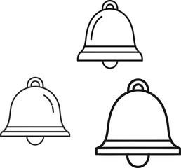Collection of various bell icons in a silhouette style isolated on white background