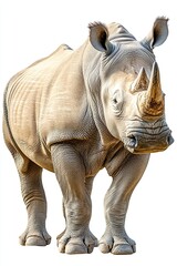 Obraz premium Rhinoceros standing side view isolated on white background.
