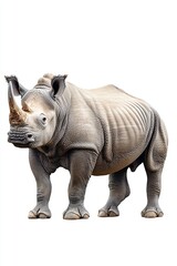 Fototapeta premium Rhinoceros standing side view isolated on white background.