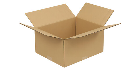 Open cardboard box isolated on white background