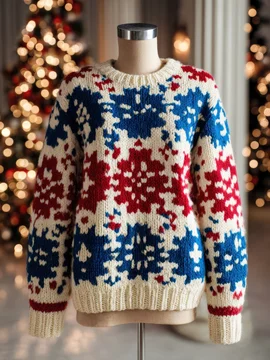 Winter holiday sweater presentation with knitted texture