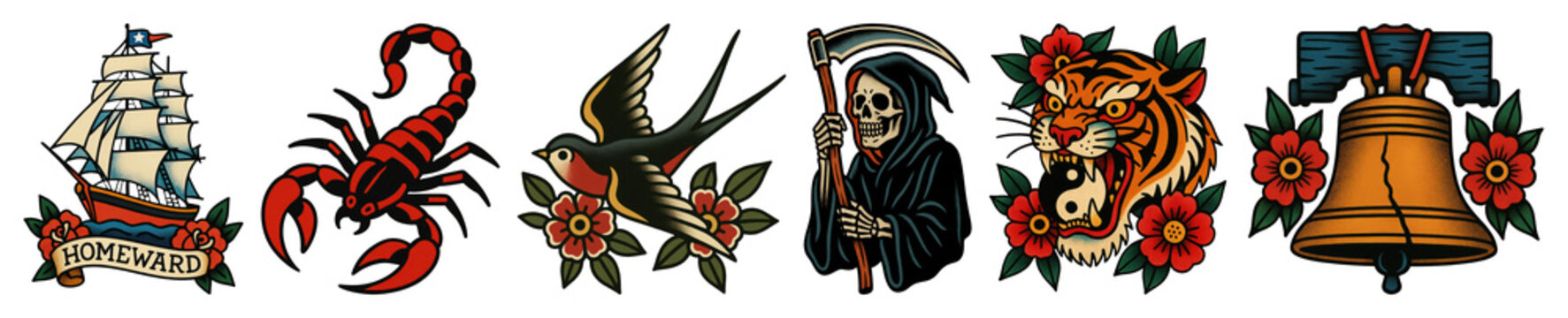 Vintage nautical tattoo designs