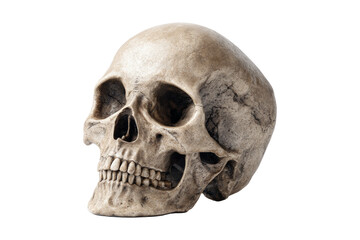 Fototapeta premium Human Skull Bone Model with Natural Texture on White Background
