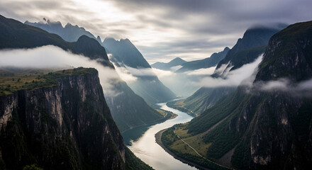 Mountain River Valley Scenic Landscape
