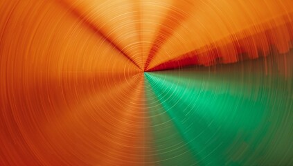 Showing radial grooves pulsing from center, shifting from warm orange into cool teal green