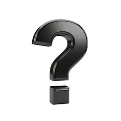 Glossy Black Question Mark Symbol isolated on a transparent background
