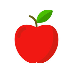 red apple with leaf