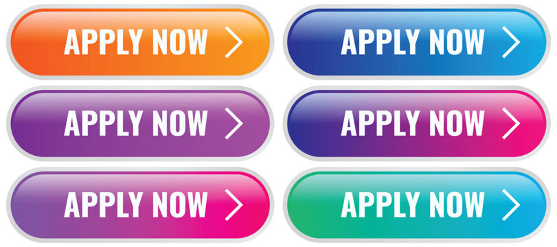 Apply Now Web Buttons Set. Online Application, Job Submit Icons for Website and App UI