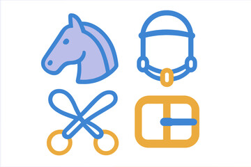 Equestrian accessories with horse head profile riding helmet scissors and belt buckle