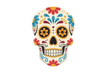 Colorful Sugar Skull Illustration for Day of the Dead Celebration.