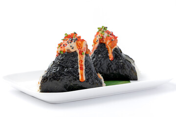 Onigiri on a white background isolated for menu