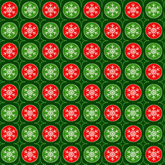 Christmas Snowflake Ornaments Repeat on Green Background