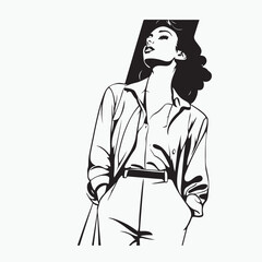 woman wearing a suit and trousers