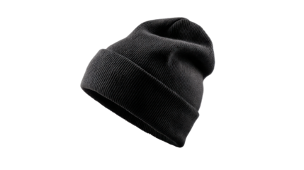 Black Knitted Beanie Hat Isolated on white Background – Winter Fashion Accessory