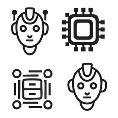 Artificial Intelligence and Technology Icon Set Vector