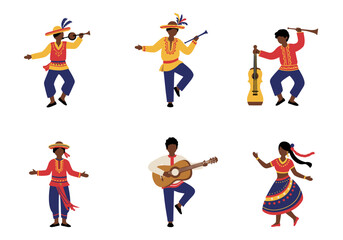 Diverse Group of Musicians and Dancers in Traditional Attire.